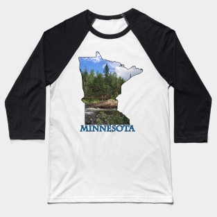 Minnesota State Outline (Tettegouche Park & Baptism River) Baseball T-Shirt
